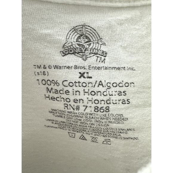 Warner Bros Looney Tunes Short Sleeve TShirt Size XL Retro Rasta Black Splatter - Picture 4 of 9